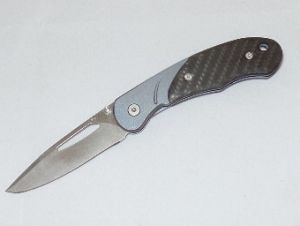 Xi-Kar - XI158TB Excursion  Frame Lock, Pocket Knife, Blue Anodized  Titanium  Frame, Crabon Fiber Inserts, 2.4''  Tanto Plain Blade