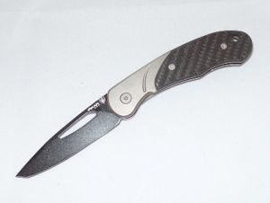 Xi-Kar -XI158TST Excursion Folding Knife, Carbon Fiber  Inserts , 2.4'' Black Plain Blade, ,Titanium Frame