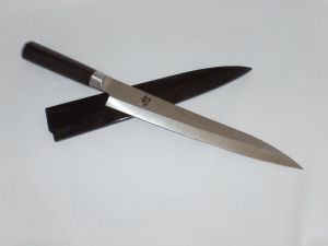 Kershaw-VG-0240Y Shun Pro Yanagiba Kitchen Knife, 9.5'' VG-10 Plain Blade, Ebony  Black Pakkawood Handles