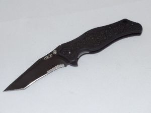 Zero Tolerance-0400ST Assisted Opening Folding Knife, (XXXX) Black Aluminum Handles, 3-3/4'' Part Serrated Tanto Blade, No Box