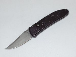Roton Knives- Airwolf JR Automatic Folding Knife, 2.6'' Grey Clip Point Plain Blade, T6 Aluminum Black  Handles, With Pocket Clip