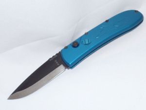 Roton Knives- Airwolf  Automatic Folding Knife, 3.25''  Plain Blade, Blue  Aluminum Handles