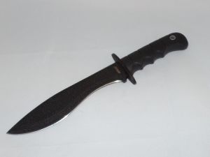 MTech Knives-MT 117 Fixed Blade Knife,440 Stainless Steel Plain Blade, With Nylon Sheath, Black Rubber Handles