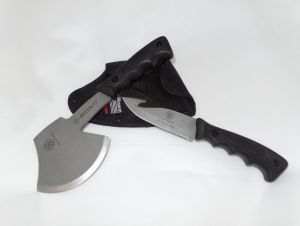 Smith & Wesson -CH629 Bullseye Hatchet/ Knife Combo Set,  420C Steel Blade, Rubber Handles, Hunting Series