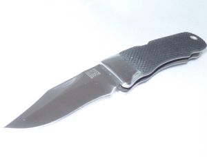 S.O.G- Stingray , Vintage Classic Folding Knife, Black Kraton Handles, 2-3/4'' Stainless Plain Blade, Lanyard Hole, -Seki,  Japan-No Box