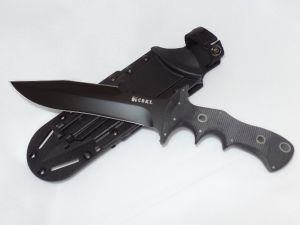 CRKT-2208 FE-7 Tactical Fixed Blade Knife BY Jim Hammond, Black G-10 Handle, 7.38'' Black Plain Blade