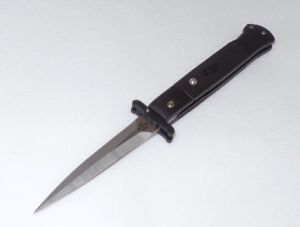 D.K.D- Phantom Black G-10 Handles, Lockback Folding Knife, ATS-34 Blade,  Stilleto Auto Knife