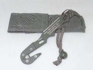 Ontario Knife-Model 1 Strap Cutter  , Rescue Multitool, With Green Sheath, -1406