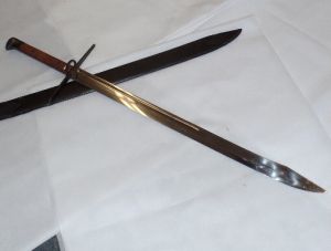 Cold Steel-88GMS Grosse Messer Sword, Rosewood Handle, 32'' Carbon Steel, Leather Scabbard With Blued Fittings