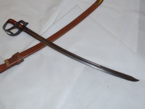 Cold Steel-88CSSN , 1917 Saber Sword, With Leather Scabbard, 31'' Carbon Steel Blade, Brass/ Copper Fittings