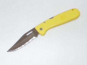 S.O.G -T36S Authentic Adjustable Auto Clip Foilding Knife, Yellow Zytel Handles, Rare Collectible Piece, 3-1/2'' Serrated Blade