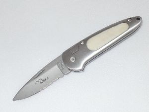 Boker-7107WBC Speed Lock II Automatic Folding Knife With White Bone Insert Handles, With Stainless Steel Pocket Clip, German Made
