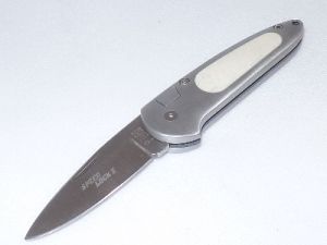 Boker-7107WB Spped Lock II ,Automatic Folding Knife With White Bone Inserts, 2-3/4'' Satin Plain Blade, With Black Sheath