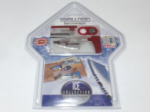 TOOL LOGIC- ICC1R -ICE COMPANION Red  Multi-Tool Knife  2'' Serrated Blade, Can/Bottle Opener, Lanyard Hole