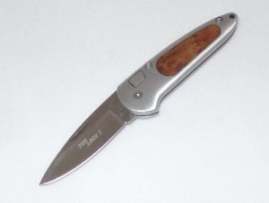 Boker-7107BRWC Top Lock II Manuel Folding Knife With Thuya Wood Inserts, 2.75'' Satin Plain Blade, Made In Germany