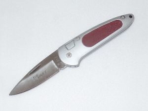 Boker-7107RK  Top Lock II Manuel Folding Knife, 3.375'' Plain  Blade,  Red Kraton Inserts, Made In Germany