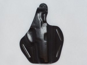 Blackhawk-420011BK-R , 3-Slot Pancake Holster, For S&W 5900/ 4000/900 , Black Leather, Right Hand Use, With Reinforced Thumb Break, Wet Molded