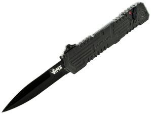 Schrade Knives-SCHOTF3BS Viper OTF Assisted Opening Pocket Knife, 3.5'' Black Part Serrated Blade, Aluminum Handles, With Pocket Clip
