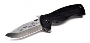 Emerson Knives - Sheepdog-SF ,  Bowie, Folding Knife , 3.5'' Plain Blade , Black G-10 Epoxy Handles , W/ Pocket Clip