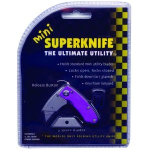 Super Knife-SU-805 Purple  Mini Utility Folding Knife, Aluminum Handles, Razor Cutting Tool
