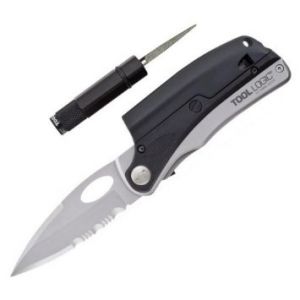 TOOL LOGIC- SLP3 - SL Pro 3 With Flash Light And Sharpener Folding Multi-tool Knife ( 3" Partially Serrated Blade )