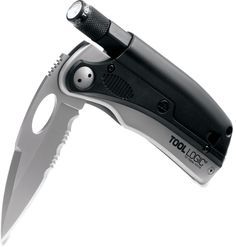 TOOL LOGIC- SLP5 - SL Pro 5 With Flash Light / Glock Tool Folding Multi-Tool Knife ( 3" Partially Serrated Blade )