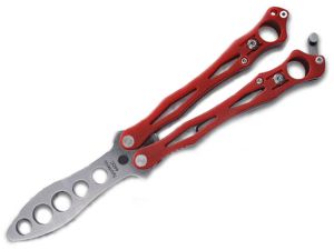 Spyderco  Knives-B02TR Spyderfly Trainer Butterfly Knife, 3'' 440C Blade, With Red G-10 Handles, W/ Pocket Clip, Rare, Discontinued