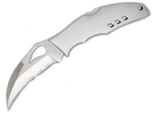 Spyderco Knives-BY07PS Crossbill Byrd Series Folding Pocket Knife,3-1/2'' Part Serrated Blade,Stainless Stell Handles, Rare, Discontinued