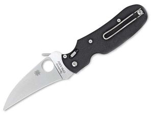 Spyderco Knives-C103GP P'Kal  Folding Pocket Knife, Black G-10 Handles, 3'' S-30V Plain Blade, With Pocket Clip