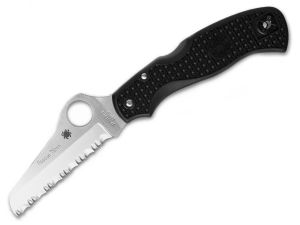 Spyderco Knives-C45SBK , Rescue 79MM Folding Pocket Knife, Lockback, 3.125'' VG-10 Serrated Blade, Black FRN Handles, With Pocket Clip