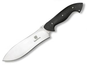 Spyderco Knives-FB 17P Forager Fixed Blade Knife By Jerry Hossom, 7.5'' Plain Blade, Micarta Handles, Boltaron Sheath, TekLOCK