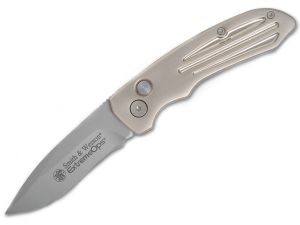 Smith & Wesson Extreme Ops Auto  SW50  Bead Blast , Plain Edge Champagne Folding Knife