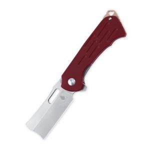 Kizer D.O.C.K. Quatch Cleaver Liner Lock Knife Red Micarta V3574N2 (2.9" Stonewash)