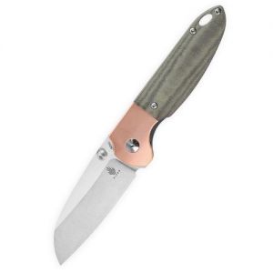 Kizer Deviant Green Micarta&Copper V3575A1 (3" Stonewash)