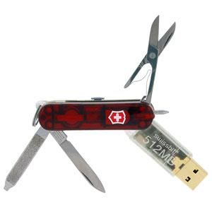Victorinox - 53994 - Folding Pocket Knife - Multi Tool -  SwissMemory 512, Ruby knife , USB Port Included