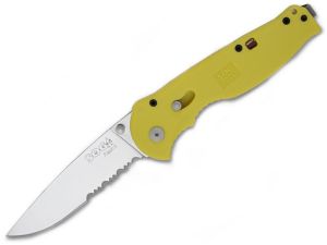 S.O.G -YFSA-98 Flash II Assisted Opening Pocket Knife, Yellow Zytle Handles, 3.5'' Satin Serrated Blade