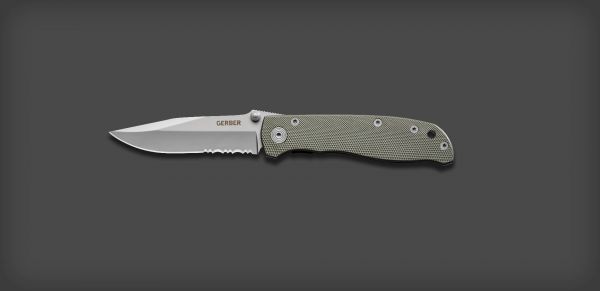 Gerber Knives-05867 Air Ranger II Folding Pocket Knife,4'' Part Serrated  Blade, gRey Aluminum Handles